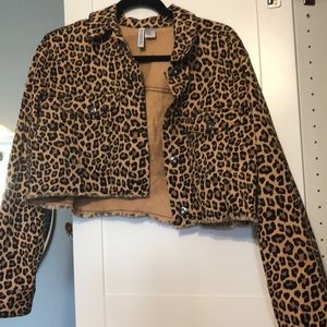 H&M cropped leopard print jacket